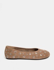 Marks & Spencer Womens Beige Leather Ballerina Shoes - M&S