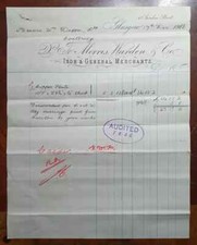 1906 Morris, Warden & Co., Iron Merchants, 68 Gordon Street, Glasgow Invoice