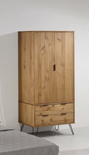 Waxed pine door wardrobe - 2,
