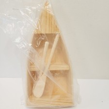 8" x 1.5" Canoe Wood Boat 3.2" OARS Unfinished NOS Dollhouse Miniature Decor