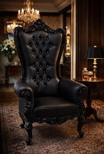 TALL LARGE THRONE CHAIR BLACK