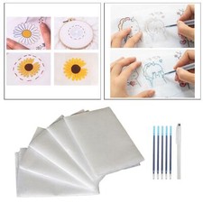 5Pcs Fabric Transfer Paper Water Soluble Embroidery Stabilizer Topping with Pens