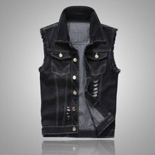 UK Mens Ripped Denim Vest