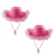 Pink Cowgirl Hat Set Fluffy