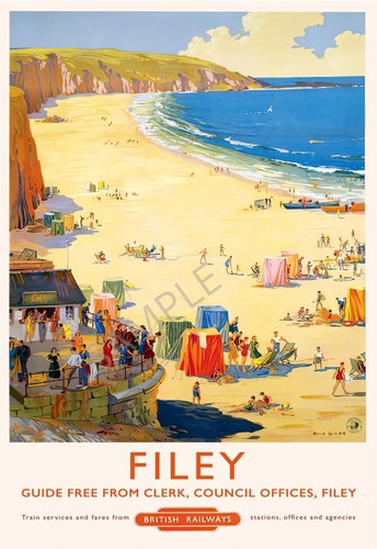 Vintage railway poster filey - vintage,