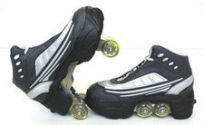 Quad KICK ROLLER Skates retractable WALKnROLL NWB blk/grey SEE ITEM CONDITION!  