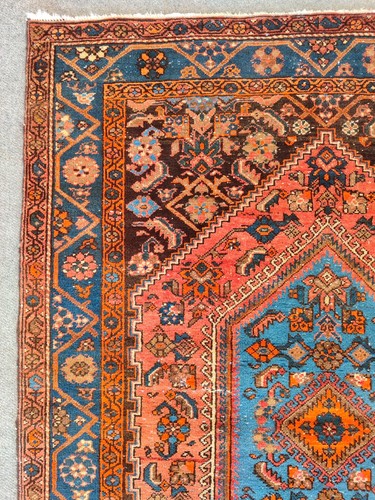 Coral antique rug - 4x5,, turkish