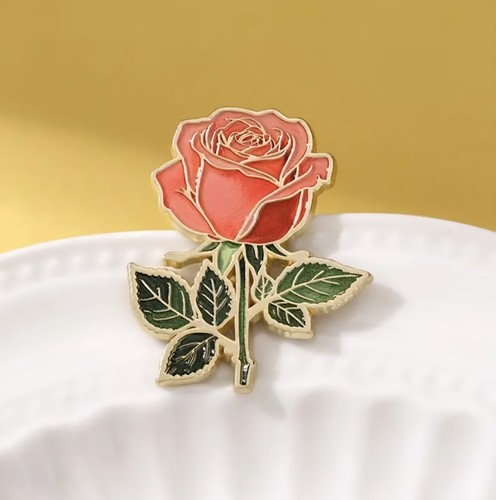 Red rose enamel lapel - enamel,