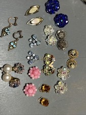 Collection 12 Pairs Vintage Clip On Costume Jewellery Earrings