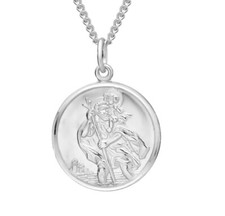 925 Sterling Silver St Christopher Pendant Necklace  17mm size and various chain