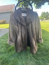 RIBNICK  FURS MLPS VTG WOMEN BEAVER REAL FUR MID  LENGTH LINED WINTER COAT