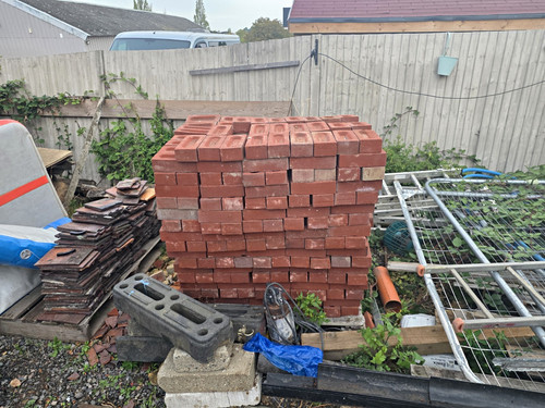 660 red clay bricks stack - bricks,
