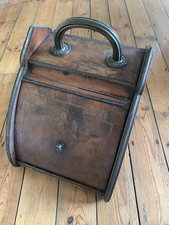 Antique Wooden Perdonium (coal scuttle box) with Inlay and Brass Decoration
