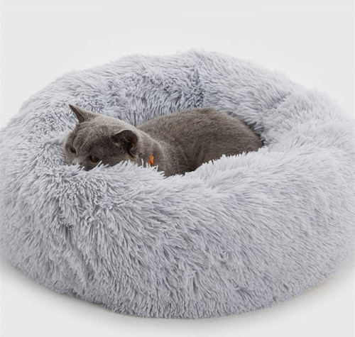 Plush donut dog bed - donut, calming