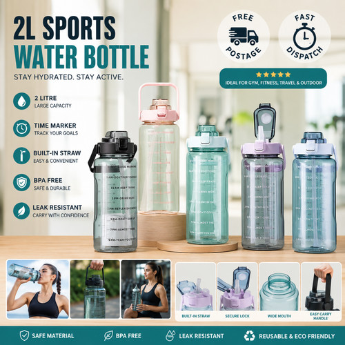 Water bottle with straw - 2l,