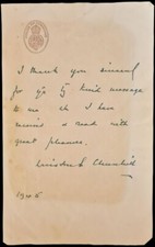 WINSTON CHURCHILL Signed Note