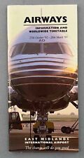 EAST MIDLANDS INTERNATIONAL AIRPORT AIRWAYS INFORMATION TIMETABLE WINTER 1992/93