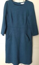 Boden Ellen Ottoman Dress Teal  UK 14 Long Stretchy  Textured