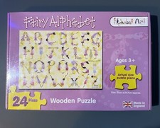 24pc Childs Chunky Wooden Jigsaw Puzzle Fairy Alphabet Age 3+ New Sealed Box