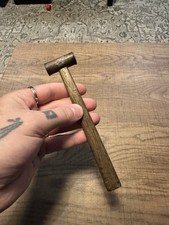 vintage small wood handle brass hammer