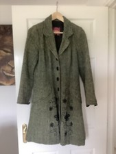 Nomads Fair trade Spring Summer Coat With Embroidered Detail In Green U.K. Small