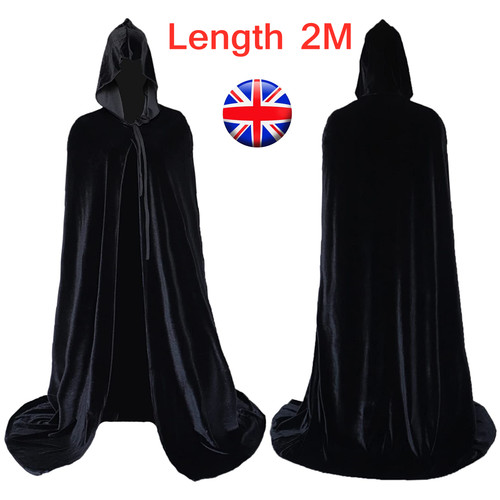 Black long velvet hooded - 2m,