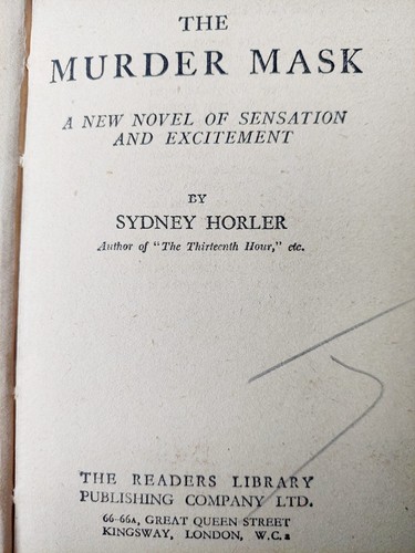 Sydney horler the murder - horler,,