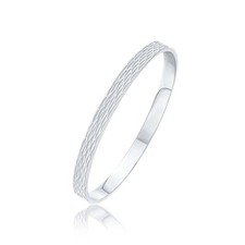 925 Sterling Silver Diamond Cut Marquise Pattern Flat Bangle, 6mm