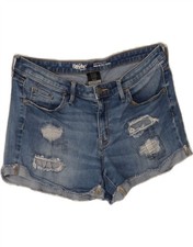 MOSSIMO Womens Distressed Mid Rise Denim Shorts US 8 Medium W34 Blue AI01