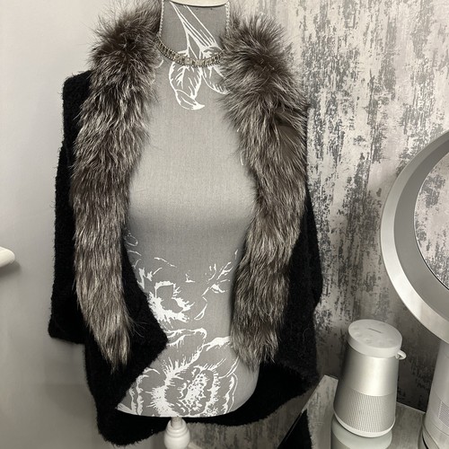 Black cape poncho with real - with,