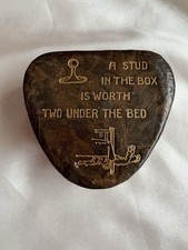 Vintage Cufflink Box Inscribed “A Stud In Hand Is Worth Two In The Bed”