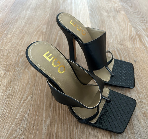 Ego black woven heeled - , mules