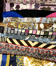 Job Lot 25 Vintage Scarf Bundle, Silk, Polyester, 1960s-1980s, read description 