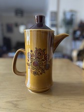 Vintage Palissy England Coffee Pot Brown Floral