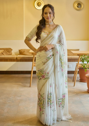 Soft orgaza silk saree - silk, floral