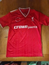 Mens Red LFC Retro 1986 FA Cup Final Crown Paints Football Shirt. Size M. VGC.