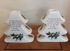 Portmeirion Holly and The Ivy 2 Christmas Tree shaped Candle Holders