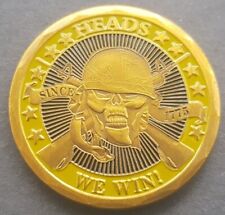 45mm HEADS WE WIN,TAILS YOU LOSE Challenge Coin With Coin Stand For Displaying 