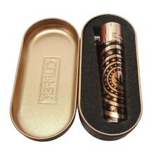 Metal Clipper Lighter Rose Gold Top Weed Leaves Pattern with Gift Case UK Smoke