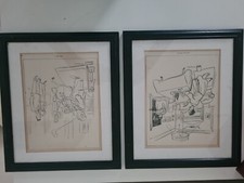 2x Framed H M Bateman Prints 