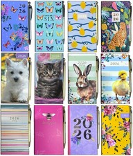 2026 Slim Week to View Full Year Padded Hardback Diary with Pen Planner Gift