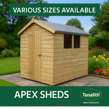 Wooden Garden Apex Shed Pressure Treated Tanalised T&G Timber Various Sizes