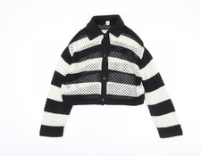 H&M Women's Collared Cardigan Black White M