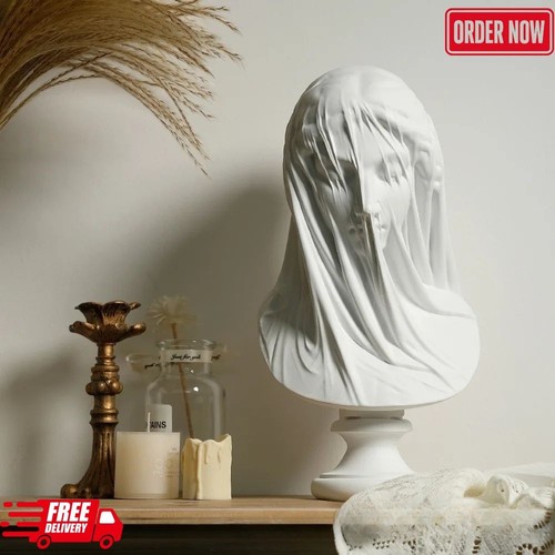 Veiled lady bust statue - lady,