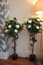 Pair of artificial ivory roseball trees