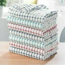PACK OF 12 KITCHEN TERRY TEA TOWELS SET 100% COTTON DISH CLOTHS CLEANING CLOTHS