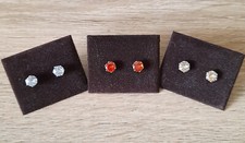 Stainless Steel Cubic Zirconia Hand Set Stud Earrings - 5mm