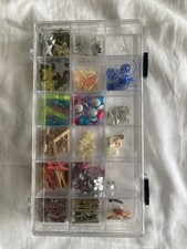 Pegs, Gemstones - Card Making And Scrapbooking Embellishments In Storage Box