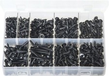 Assorted Box of 700 Self-Tappers - Black Flanged - Pozi - No 6 8 10 - AB71