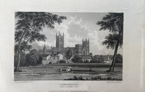 1829 antique print canterbury - antique, print;